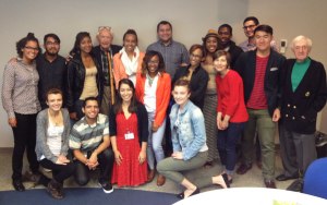 The Chips Quinn Scholars summer class of 2014 pictured with John Seigenthaler (right) in May at the First Amendment Center in Nashville, Tenn.